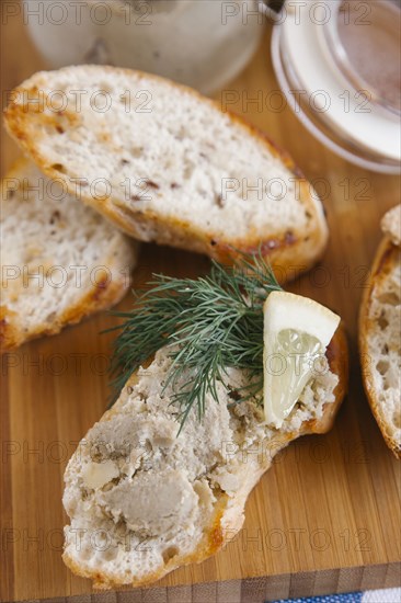 Liver paste on slice of bread