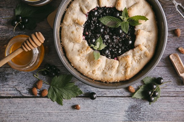 Close up of blackcurrant pie