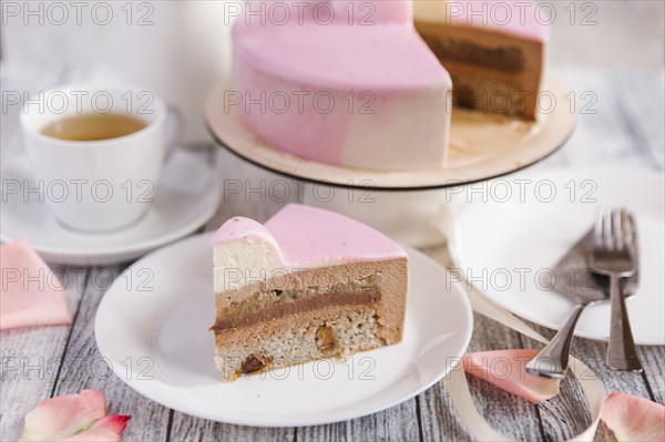 Slice of cake on plate