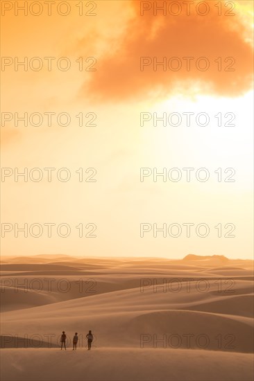 Hikers walking in remote desert