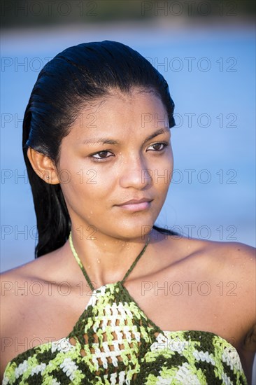 Mixed Race woman with wet hair