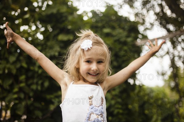 Portrait of excited Caucasian girl