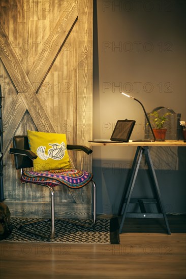 Chair and tablet computer in home office