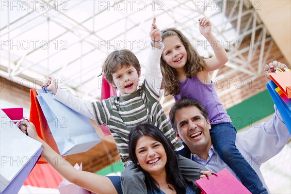 Hispanic family shopping together