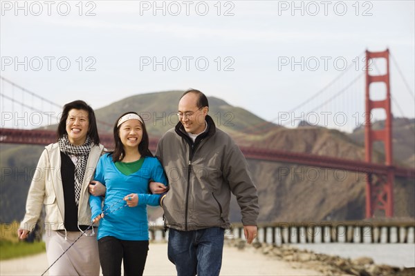 Chinese family walking