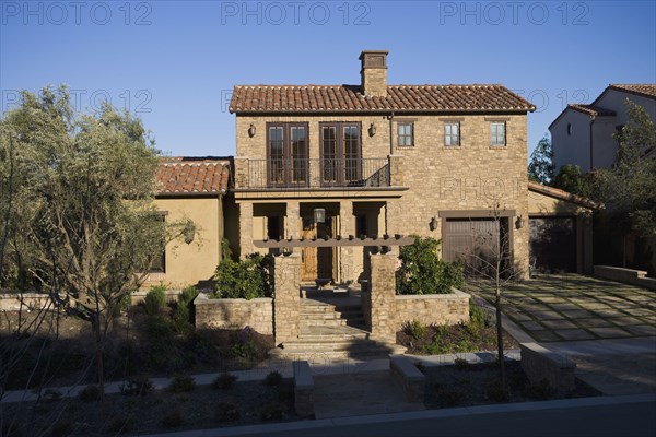 Front exterior tuscan style home