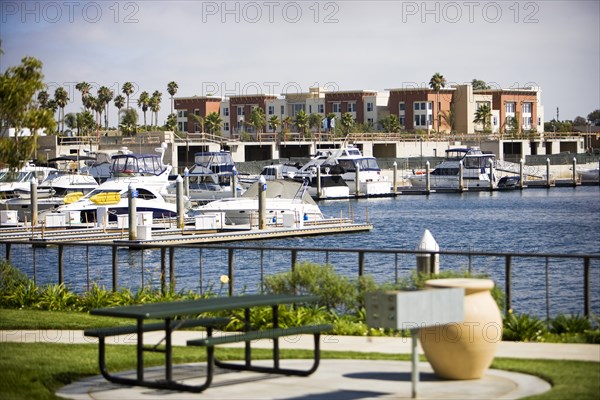 Moored yachts on port of Oxnard