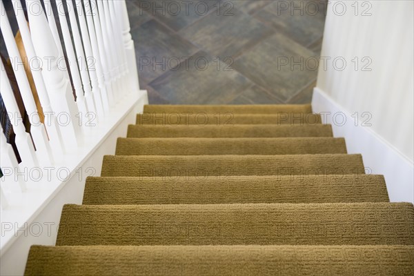 View down carpeted staircase