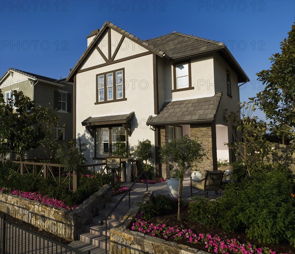 Exterior contemporary Tudor style home