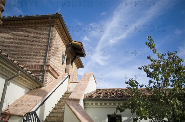 Detail andalucian home with staircase up to tower