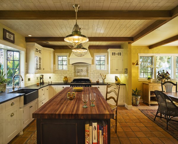 Contemporary kitchen in spanish style home