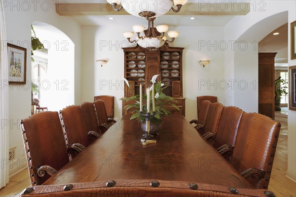 Dinning room with candlestick holder on table