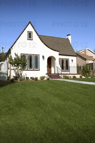 Lawn in front of cottage