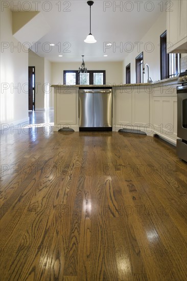 Traditional kitchen with hardwood floor