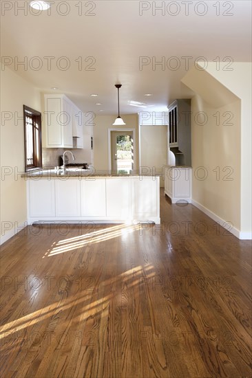 Traditional kitchen with hardwood floor