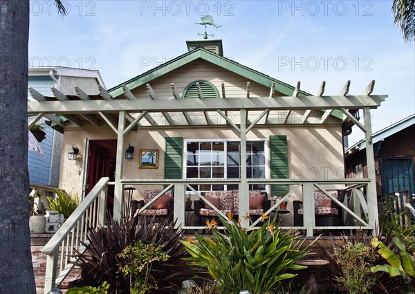 Front exterior of middle class beach house