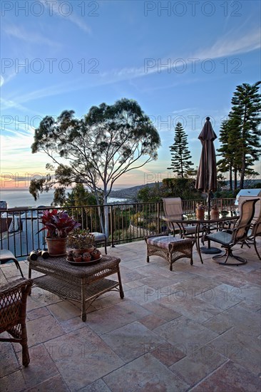 Ocean view from patio at sunset