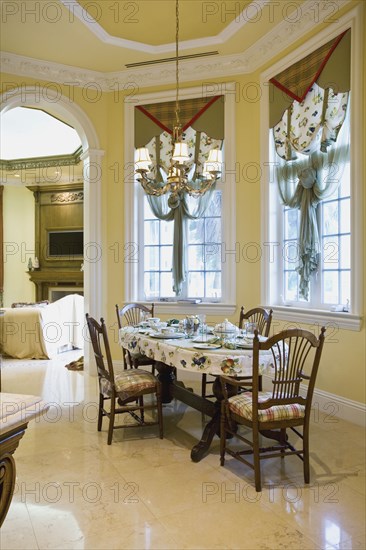 Traditional kitchen table with place settings