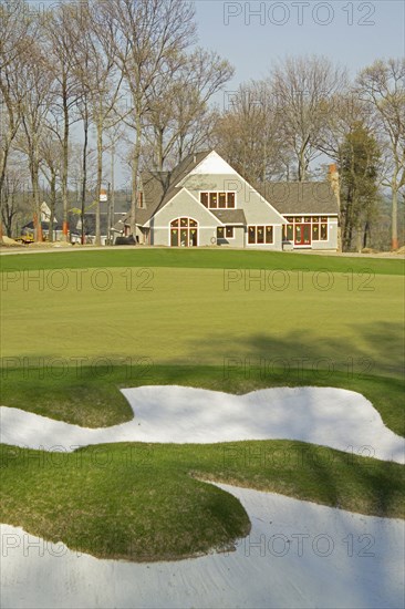 Sand trap in lawn of a single family home