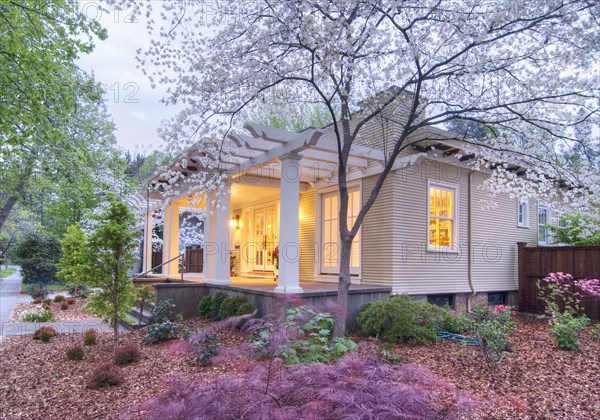 Front exterior California Bungalow and landscaping