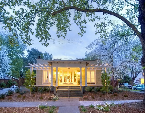 Front exterior California Bungalow and landscaping