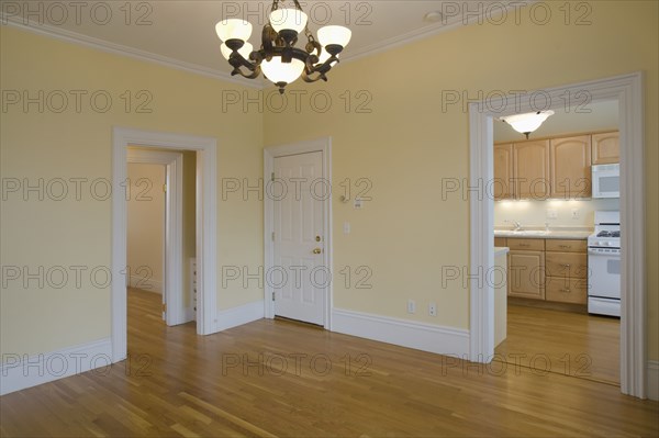 Empty room in apartment with hardwood floor