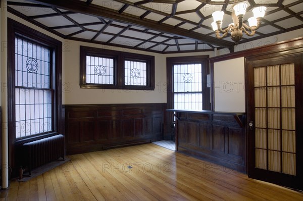 Empty room in apartment with hardwood floor