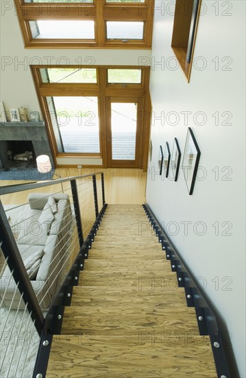 Modern wooden staircase