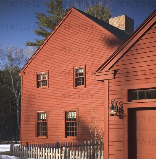 Side view red saltbox style home