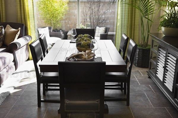 Dining table and chairs in traditional house