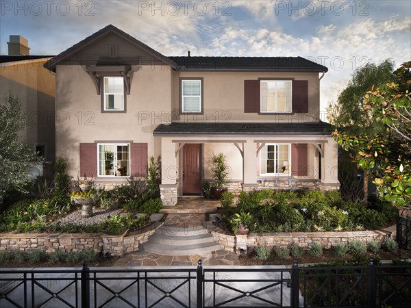 Front exterior traditional American home in Tustin
