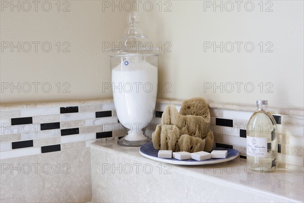 Close-up of toiletries in the bathroom