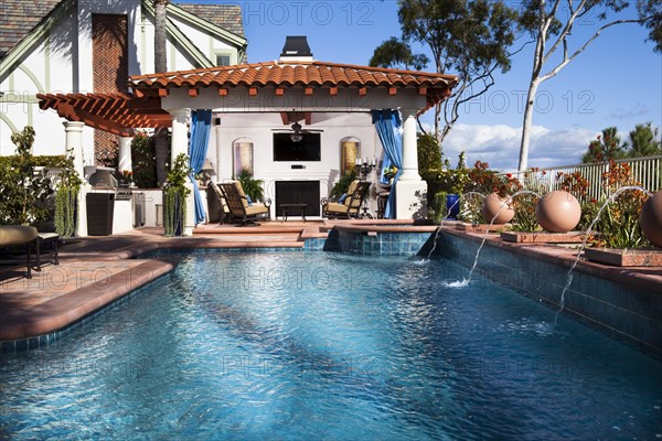 Swimming pool in front of a hotel resort at Laguna Niguel