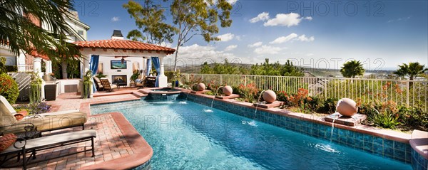 Swimming pool in front of a hotel resort at Laguna Niguel