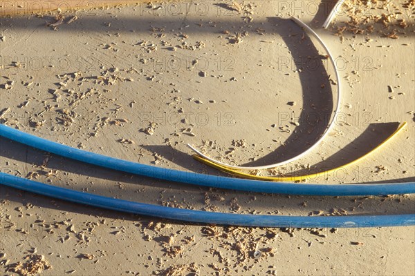 High angle view of pipes at construction site