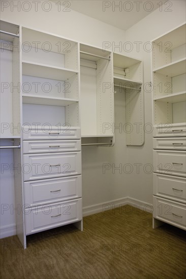 White empty walk-in-closet