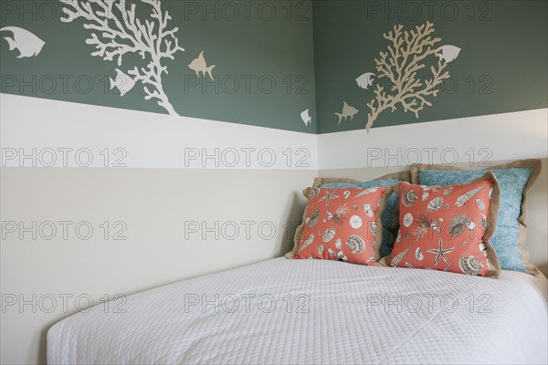 Wall decal in bedroom at home