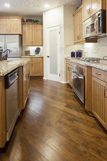 Interior of wooden kitchen