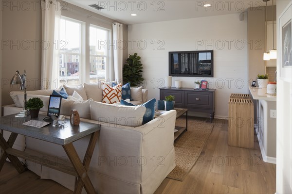 Study table and sectional sofa in living room