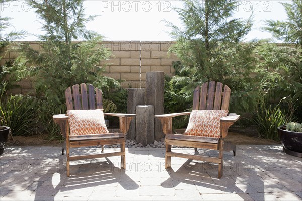 Armrest chairs on outdoor patio