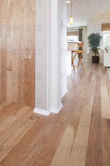 White door frame in wooden house