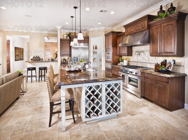 Breakfast bar in contemporary kitchen