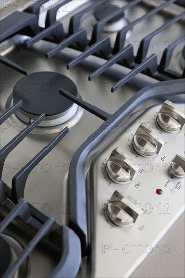 Close-up of gas burner in kitchen
