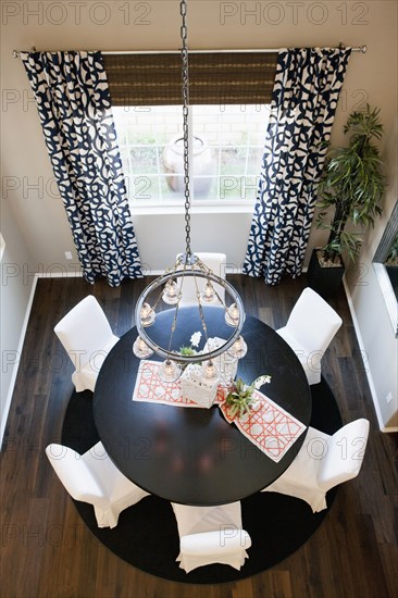 High angle view of dining room