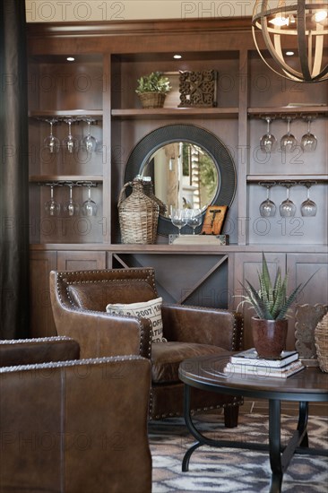 Leather arm chairs in living room