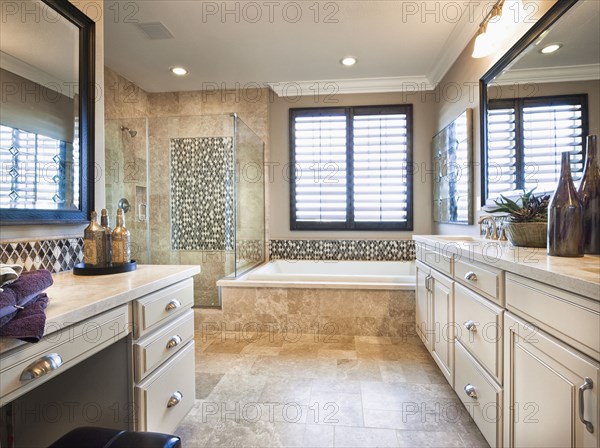 Interior of master bathroom