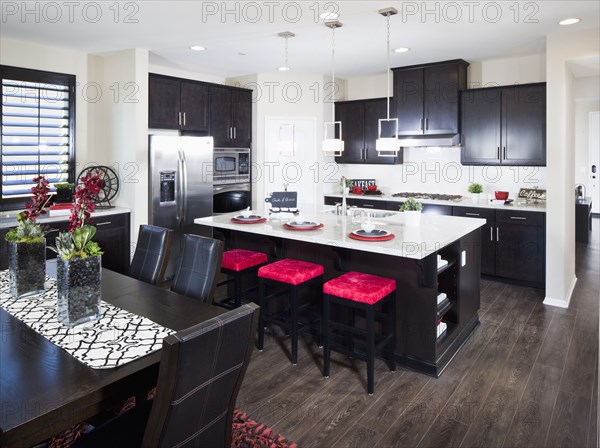 Breakfast bar in contemporary kitchen