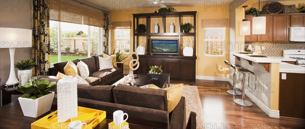 Large sectional sofa in traditional living room