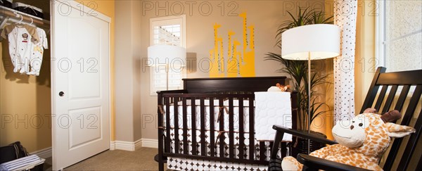 Crib in baby nursery