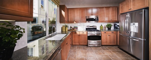 Traditional kitchen with wooden cabinets